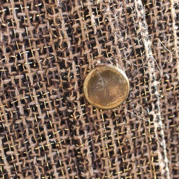 Oltre Women's Blazer Military Style Brown Gold Metallic Rhinestones Size 10 - Picture 6 of 12